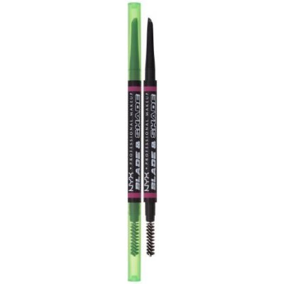 NYX Professional Makeup Blade & Shade Dual Edge Brow Pencil dlouhotrvající tužka na obočí s kartáčkem 12 Black 0,06 g – Zboží Dáma