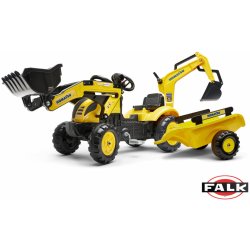 FALK Šlapací traktor 2076N Komatsu s nakladačem rypadlem a vlečkou