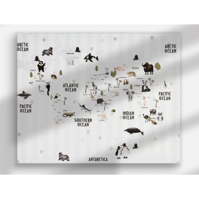 Mapa světa se zvířaty, 40x50 cm – Sleviste.cz