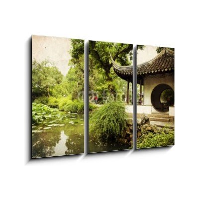 Obraz 3D třídílný - 105 x 70 cm - Chinese traditional garden - Suzhou - China Čínská tradiční zahrada – Zboží Mobilmania