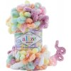 Příze Alize příze Puffy color 6527 žlutá, meruňková, mintová, fialová