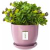 Květináč a truhlík botle Keramický Květináč Květinová mísa Cachepot Planter Ručně malovaný D 215 mm Práškově růžová keramika včetně podšálku Otvor pro odtok vody