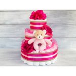 Pastell decor Plenkový dort pro holčičku malinový, třípatrový Hračka: S hračkou, Velikost plenek: Vel. 3 Miminko váží 4 až 9 kg – Hledejceny.cz
