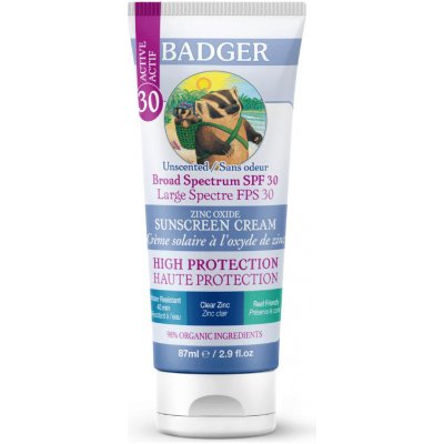 Badger opalovací krém pro děti SPF30 Clear Zinc bez vůně 87 ml