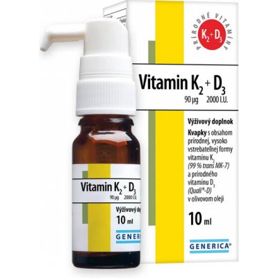 GENERICA Vitamin K2 90 µg a D3 2000 I.U. kapky 10 ml – Hledejceny.cz