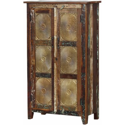 Sanu Babu Skříň z recyklovaného dřeva mosazné kování 82x40x140cm – Zboží Dáma