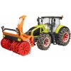 Auta, bagry, technika Bruder 3017 Traktor Claas Axion 950 se sněhovými řetězy a frézou + Bworld Figurka muže