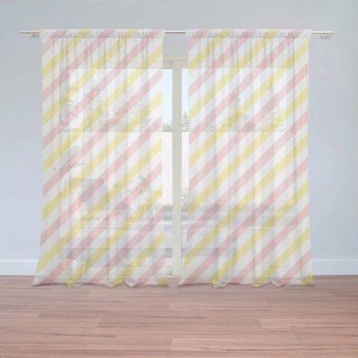 Záclony Růžové a žluté pruhy: 2 ks - 150x250 cm - Sablio – Hledejceny.cz