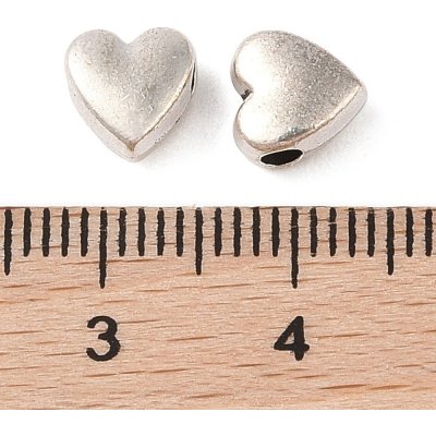 Kovový korálek - starostříbrný - srdce - 7 x 7 x 4 mm - 1 ks – Zboží Dáma