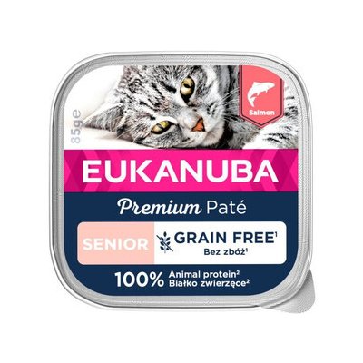 Eukanuba Grain Free Senior Paštika Losos 16 x 85 g