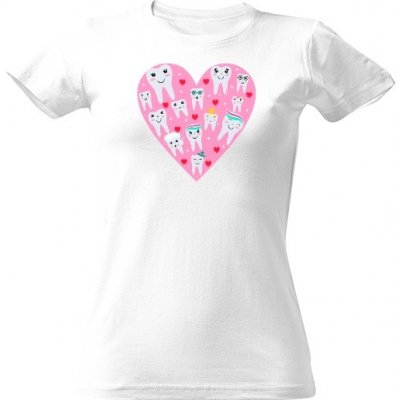 Tričko s potiskem Veselá zubařka Bílá – Zboží Dáma