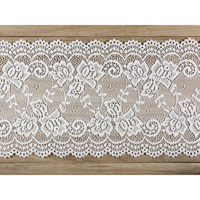 PartyDeco Úzká krajková šerpa na stůl 15 cm x 9 m smetanově bílá - romantická šerpa na slavnostní svatební stůl – Zboží Mobilmania