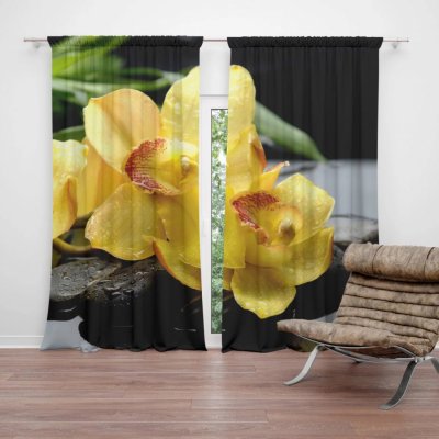 Závěsy Žluté orchideje: 2 ks - 140x250 cm - Sablio – Hledejceny.cz
