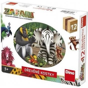 Dino obrázkové kostky Safari 12 kostek