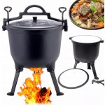 LOVECKÝ KOTLÍK LITINOVÝ SMALTOVANÝ STOJANOVÝ HRNEC NA OHEŇ 10 L KAMILLE – Zboží Dáma