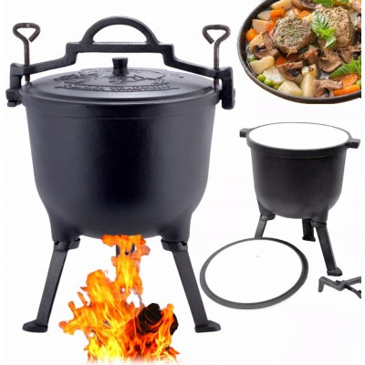 MYSLIVECKÝ SMALTOVANÝ LITINOVÝ KOTLÍK S TROJNOŽKOU NA OHEŇ 10L KAMILLE – Zboží Dáma