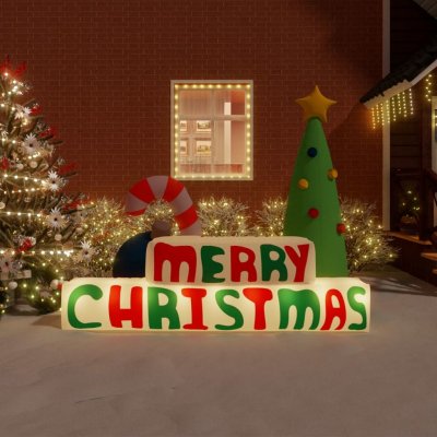 Nafukovací dekorace Merry Christmas s LED diodami 197 cm 345296
