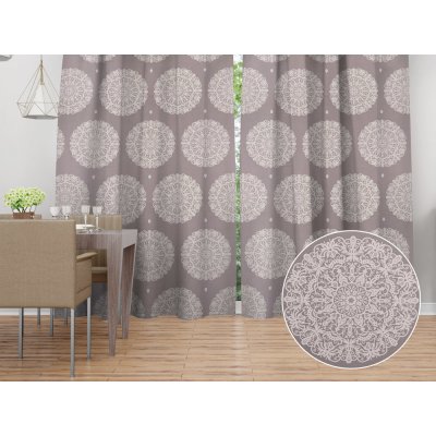 Biante Bavlněný závěs Sandra SA-547 Krémové mandaly na béžovošedém 150x210 cm – Hledejceny.cz