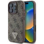 Guess PU 4G Strass Triangle Metal Logo Zadní pro iPhone 16 Pro Brown – Sleviste.cz