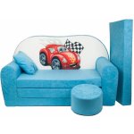 Fimex Dětská rozkládací pohovka + taburet Auto světle modrá – Zboží Dáma