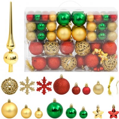 Petrashop 111dílná sada vánočních ozdob červená/zelená/zlatá polystyren Vícebarevný356114