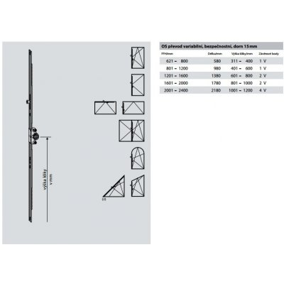 ROTO NT Převod variabilní bezpečnostní Dorn 15 mm GR 980 801 - 1200 1V – Zbozi.Blesk.cz