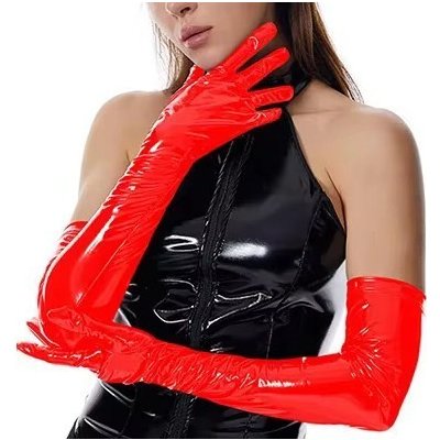 dlouhé rukavice červené M – Zboží Dáma