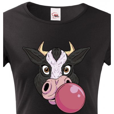 Dámské tričko Veselá kráva Černá – Zboží Mobilmania