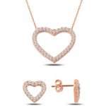 OLIVIE sada stříbrných šperků srdce rose 3912 – Sleviste.cz