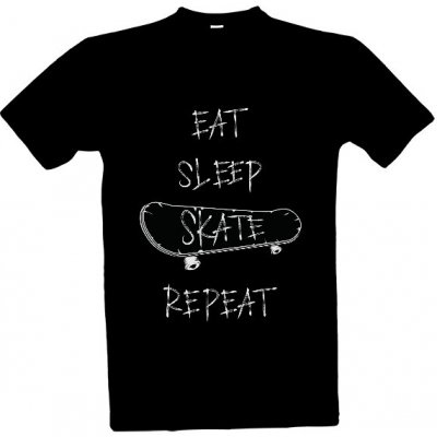 Tričko s potiskem eat sleep skate repeat pánské Černá