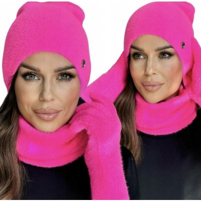 Fashionweek Dámský set čepice nákrčník a rukavice Teplý komplet S2911 Růžový neon – Hledejceny.cz