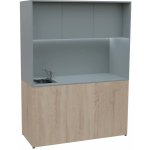 KUCH - CUBE PLUS 3 kuchyňka, vybavení - dřez + baterie, 2000x1480x600 mm, LED osvětlení, dvířka, dub bardolino/šedá – Sleviste.cz