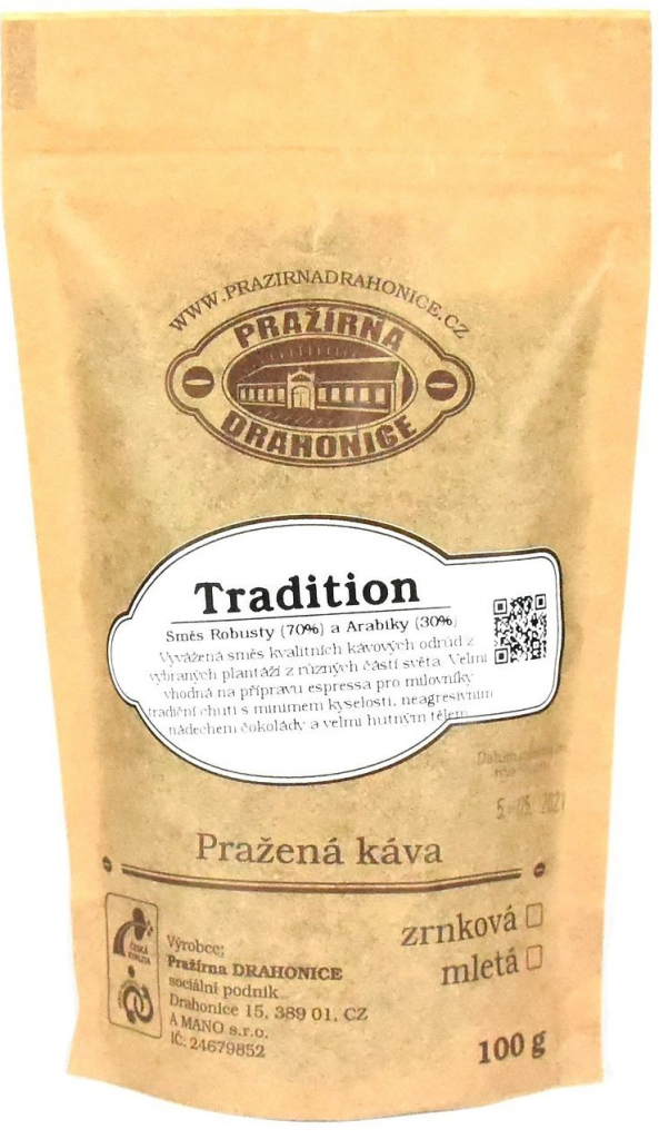 Pražírna Drahonice Káva zrnková Tradition Espresso 500 g od 282 Kč -  Heureka.cz