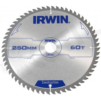 Irwin Pilový kotouč s SK plátkem, 250x30 mm, 24 zubů, stolní a pokosové pily, Construction, I250/24 – Zboží Mobilmania