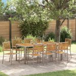 Omaxi 455642 Zahradní jídelní souprava 9 pcs Šedá, Hnědá 190 x 90 x 75 cm – Hledejceny.cz