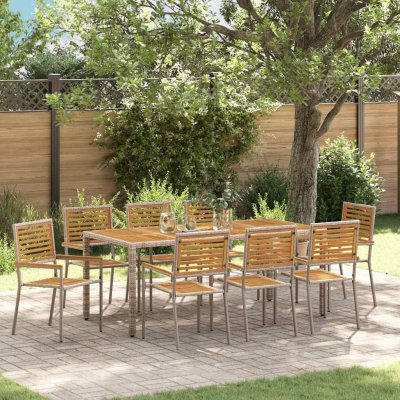Omaxi 455642 Zahradní jídelní souprava 9 pcs Šedá, Hnědá 190 x 90 x 75 cm – Hledejceny.cz