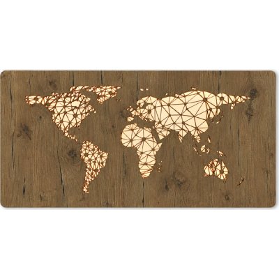 Li-Go "Mapa světa" světelný obraz s baterií a pohybovým čidlem 120x60 cm provedení povrchu: dub – Hledejceny.cz