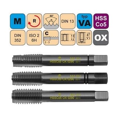 NÁSTROJE CZ Závitník sadový M12x1,5 SADA ISO2 HSSCo5 OX DIN 352 - 0290 - CZZ0290-M12X1,5-SD-ISO2 – Hledejceny.cz