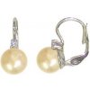 Náušnice Zlatnictví Zlatíčko stříbrné náušnice s perlou v meruňkové barvě se zirkonem 201.00014