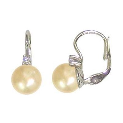 Zlatnictví Zlatíčko stříbrné náušnice s perlou v meruňkové barvě se zirkonem 201.00014 – Zboží Mobilmania