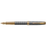 Parker 1502/5195489 Sonnet Deluxe Silver Chiselled GT sada dárková sada plnicího pera v kazetě s koženým pouzdrem. Zlatý hrot 18K – Zboží Živě