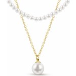 Biju Korálkový řetízek z chirurgické oceli pozlacený s perlou 3002366 – Zboží Dáma