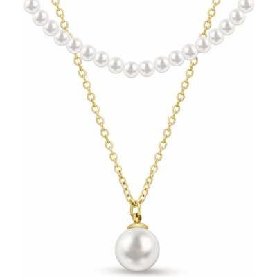 Biju Korálkový řetízek z chirurgické oceli pozlacený s perlou 3002366 – Zboží Dáma