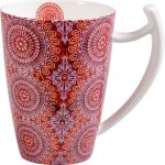 Bone China TeaLogic Sonji Fine porcelánový hrnek červený s mandaly 600 ml