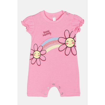 JOYCE Dívčí kojenecký overal krátký RAINBOW FLOWERS Modrá růžová – Zbozi.Blesk.cz