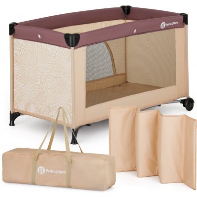 Petite&Mars Cestovní postýlka Nyja Urban Jungle Sand – Zbozi.Blesk.cz