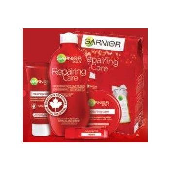 Garnier Repairing Care tělové mléko 250 ml + výživný krém 50 ml + krém na ruce 100 ml + balzám na rty 4,7 ml dárková sada