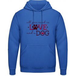 AWDis Hoodie Mikina Dizajn s motívom Láska a pes Kráľovská modrá