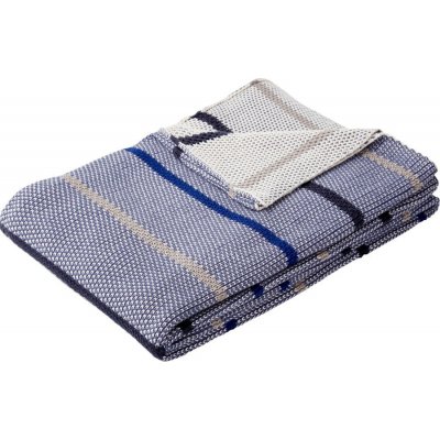 Hübsch Modrá bavlna deka Rami 130x200 – Zboží Mobilmania