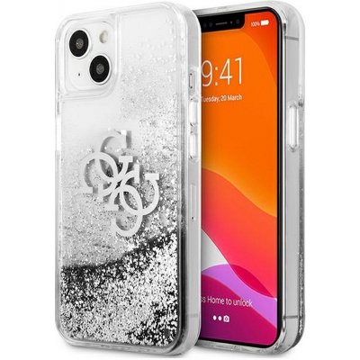 Pouzdro GUESS Originální čelní iPhone 13 MINI 4G Big Liquid Glitter / stříbrné – Zbozi.Blesk.cz